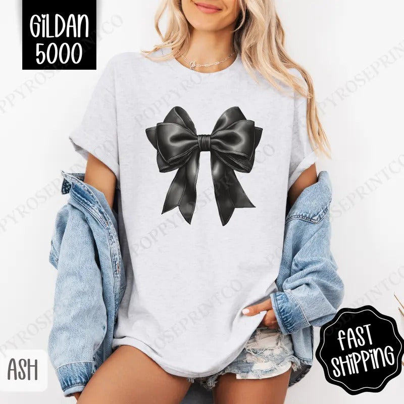 Coquette Black Bow Shirt Gildan Cute Bow Coquette Plus Sizes Her T-Shirts, Hoodie, Sweatshirt - T-Shirt, Sweatshirt, Hoodie