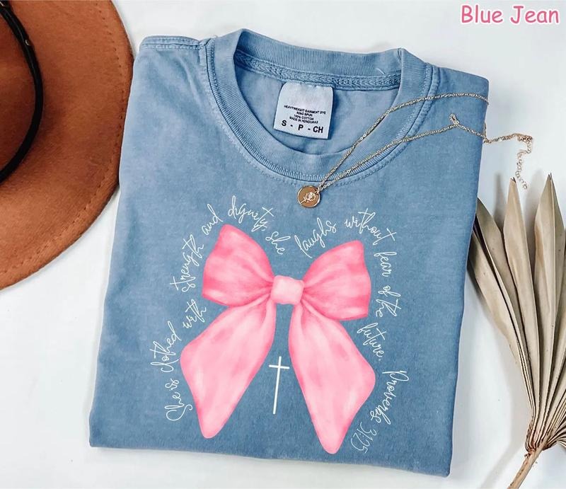 Coquette Christian Shirt Pink Bow Faith Bible Verse Shirt Christian Religious Shirt Jesus T-Shirts, Hoodie, Sweatshirt - T-Shirt, Sweatshirt, Hoodie