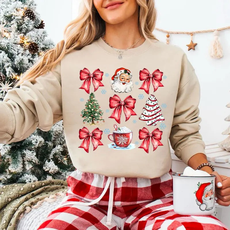 Coquette Retro Santa Shirt Candy Cane Girly Shirt Candy Cane Coquette Coquette Santa T-Shirts, Hoodie, Sweatshirt - T-Shirt, Sweatshirt, Hoodie