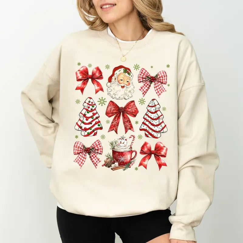 Coquette Vintage Retro Season Long Sleeves Santa Outfits T-Shirts, Hoodie, Sweatshirt - T-Shirt, Sweatshirt, Hoodie