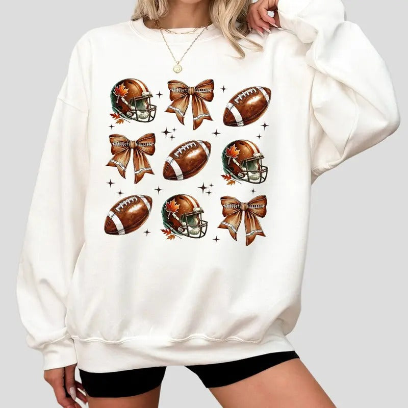 Coquette Football Sweastshirt Football Bow Shirt Football Game Day Fall Football Football Season Sports Shirts Her Tops Football Lover T-Shirts, Hoodie, Sweatshirt - T-Shirt, Sweatshirt, Hoodie