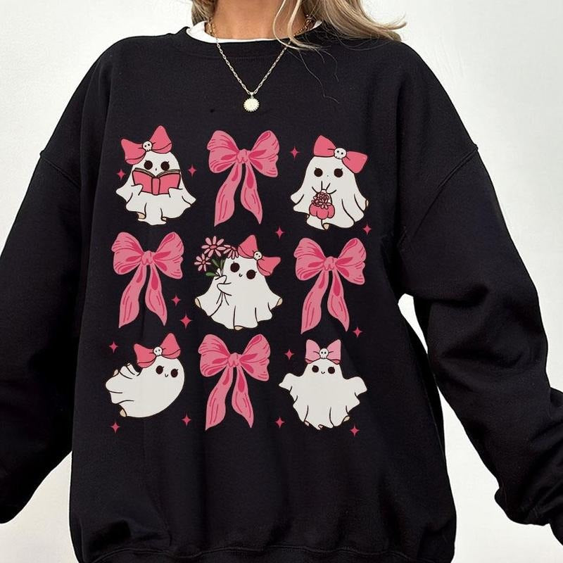 Coquette Halloween Spooky Season Cute Ghost Shirt Cute Spooky Pink Bow Shirts Halloween Mama Girly Coquette Bow Tops Cute Halloween T-Shirts, Hoodie, Sweatshirt - T-Shirt, Sweatshirt, Hoodie