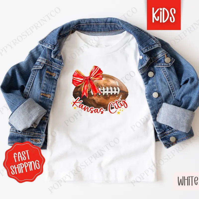 Coquette Kansas City Football Bow Shirt Football Children'S Cute Gildan T-Shirts, Hoodie, Sweatshirt - T-Shirt, Sweatshirt, Hoodie