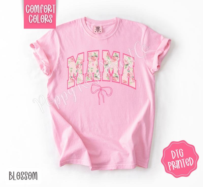 Coquette Mama Comfort Colors Shirt Cute Mom Floral Bow T-Shirts, Hoodie, Sweatshirt - T-Shirt, Sweatshirt, Hoodie