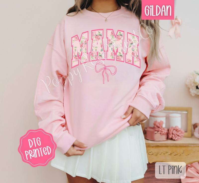 Coquette Mama Cute Mom Floral Bow Her T-Shirts, Hoodie, Sweatshirt - T-Shirt, Sweatshirt, Hoodie