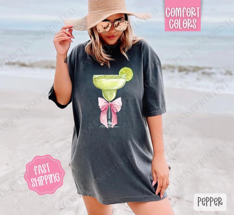Coquette Margarita Comfort Colors Shirt Cute Cocktail Margarita Bow T-Shirts, Hoodie, Sweatshirt - T-Shirt, Sweatshirt, Hoodie