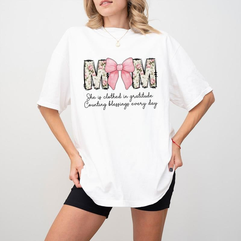 Coquette Mom Shirt Pink Bow Shirt Floral Shirt Mom Pink Mom Wildflowers Mom Shirt Shirt Mom Coquette Bow Shirt Shirts Christian Mom Shirt Tops Cute Mom Casual Comfort Womenswear T-Shirts, Hoodie, Sweatshirt - T-Shirt, Sweatshirt, Hoodie