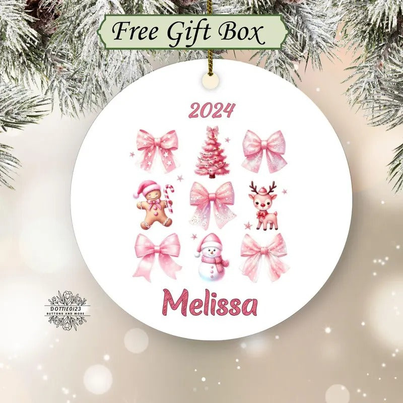 Coquette Ornament Pink Bow Bauble Pink Ornament Pink Coquette Her Pink Bows Ornament Stocking Stuffer Pink T-Shirts, Hoodie, Sweatshirt - T-Shirt, Sweatshirt, Hoodie