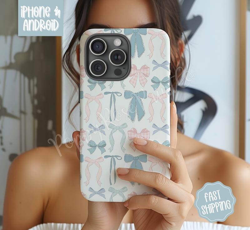 Coquette Pink & Blue Bow Phone Case Mag Safe Compatible Magnetic Tough Cases T-Shirts, Hoodie, Sweatshirt - T-Shirt, Sweatshirt, Hoodie