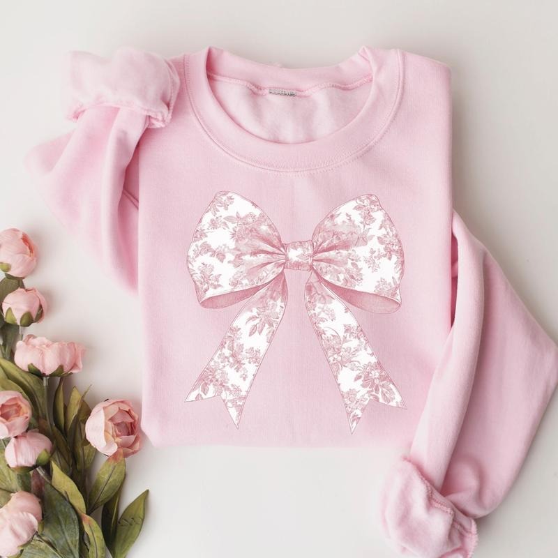 Coquette Pink Bow Coquette Girl Floral Bow Floral Pink Bow Shirt Pink Ribbon Soft Girl Girly Girlies Bow Shirt T-Shirts, Hoodie, Sweatshirt - T-Shirt, Sweatshirt, Hoodie