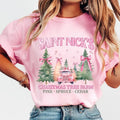 Coquette Pink Shirt Saint Nicks Tree Farm Pink Bow Shirt Santa Cotton Fabric T-Shirts, Hoodie, Sweatshirt - T-Shirt, Sweatshirt, Hoodie