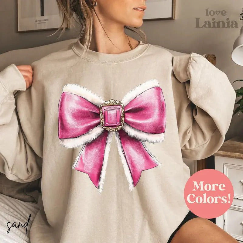Coquette Pink Loose Fit Bow Fabric T-Shirts, Hoodie, Sweatshirt - T-Shirt, Sweatshirt, Hoodie