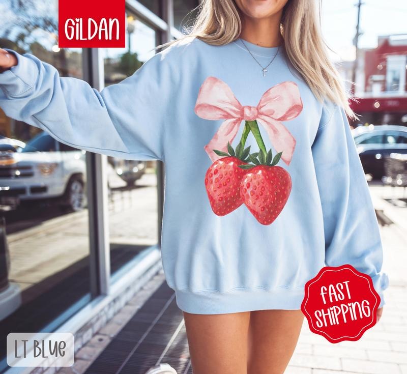Coquette Strawberry Cute Berry Bow Her T-Shirts, Hoodie, Sweatshirt - T-Shirt, Sweatshirt, Hoodie