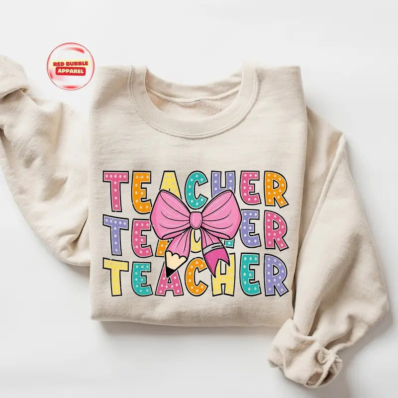 Coquette Teacher Halloween Teacher Appreciation Halloween Halloween Halloween Season Coquette Bow T-Shirts, Hoodie, Sweatshirt - T-Shirt, Sweatshirt, Hoodie