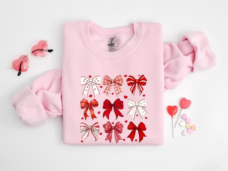 Coquette Valentine Heart Bow Retro Valentine Shirt Bow Shirt Coquette Bow Bow Valentine T-Shirts, Hoodie, Sweatshirt - T-Shirt, Sweatshirt, Hoodie