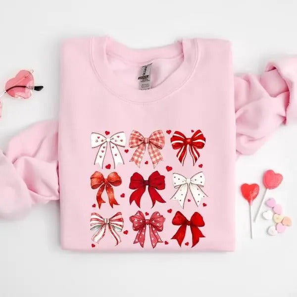 Coquette Valentine Heart Bow Retro Valentine Shirt Bow Shirt Coquette Bow Bow Valentine T-Shirts, Hoodie, Sweatshirt - T-Shirt, Sweatshirt, Hoodie