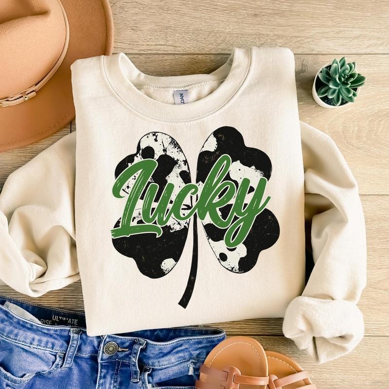Cow Print Lucky Shamrock St Patricks Day Retro St Patty'S Day Shirt T-Shirts, Hoodie, Sweatshirt - T-Shirt, Sweatshirt, Hoodie