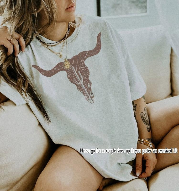 Cow Skull Desert Cactus Silhouette Southwest Boho Longhorn Buffalo Desert Life Landscape Western Animal Lover T-Shirts, Hoodie, Sweatshirt - T-Shirt, Sweatshirt, Hoodie