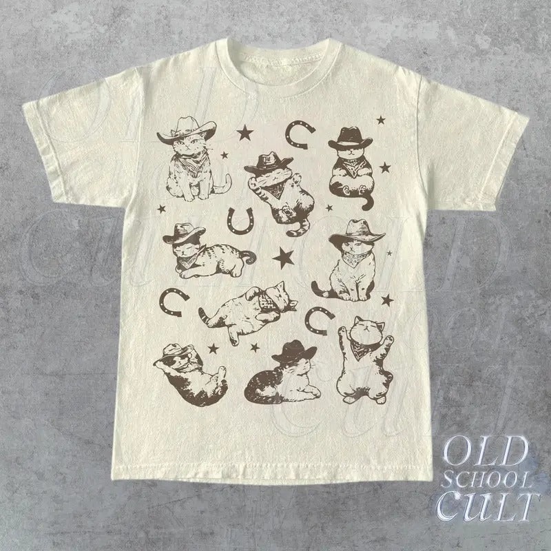 Cowboy Cats Kittens Western Cowboy Vintage Retro 90s Cowgirl Desert Shirt Funny Ranch Cat Cat Lovers T-Shirts, Hoodie, Sweatshirt - T-Shirt, Sweatshirt, Hoodie