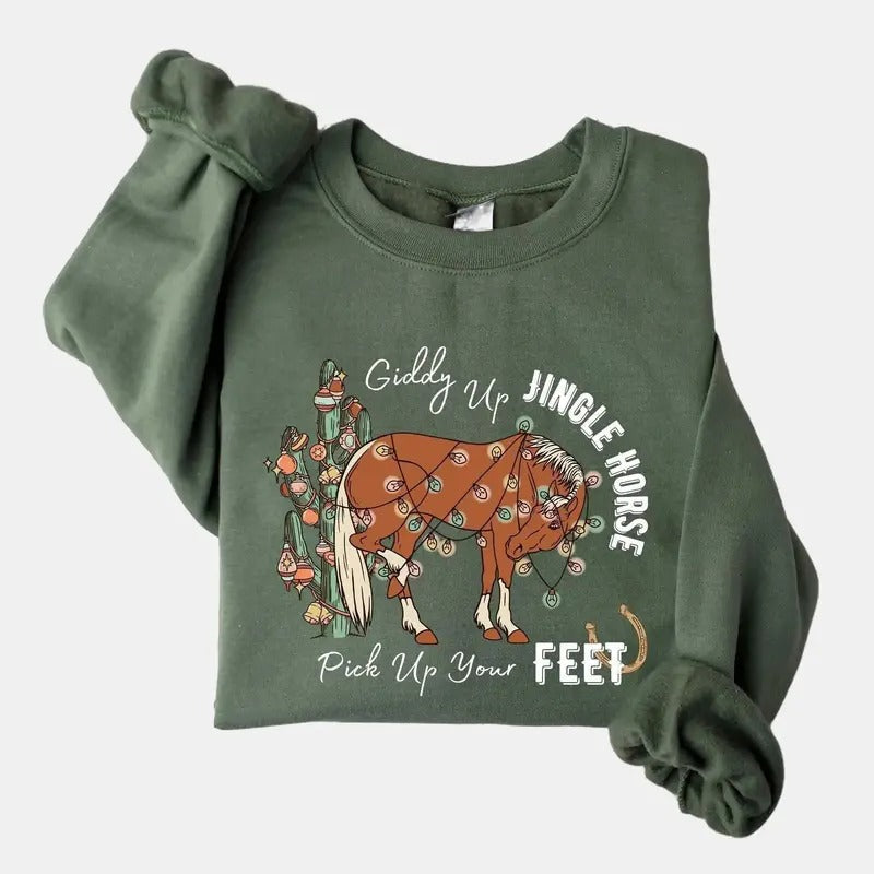 Cowboy Giddy Up Jingle Horse Pick Up Your Feet Howdy Country Horse Cowgirl Shirt Cotton T-Shirts, Hoodie, Sweatshirt - T-Shirt, Sweatshirt, Hoodie