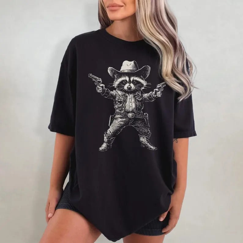 Cowboy Raccoon Retro Raccoon Funny Western Wild West Trash Panda Shirt Raccoon Top Womenswear Summer T-Shirts, Hoodie, Sweatshirt - T-Shirt, Sweatshirt, Hoodie