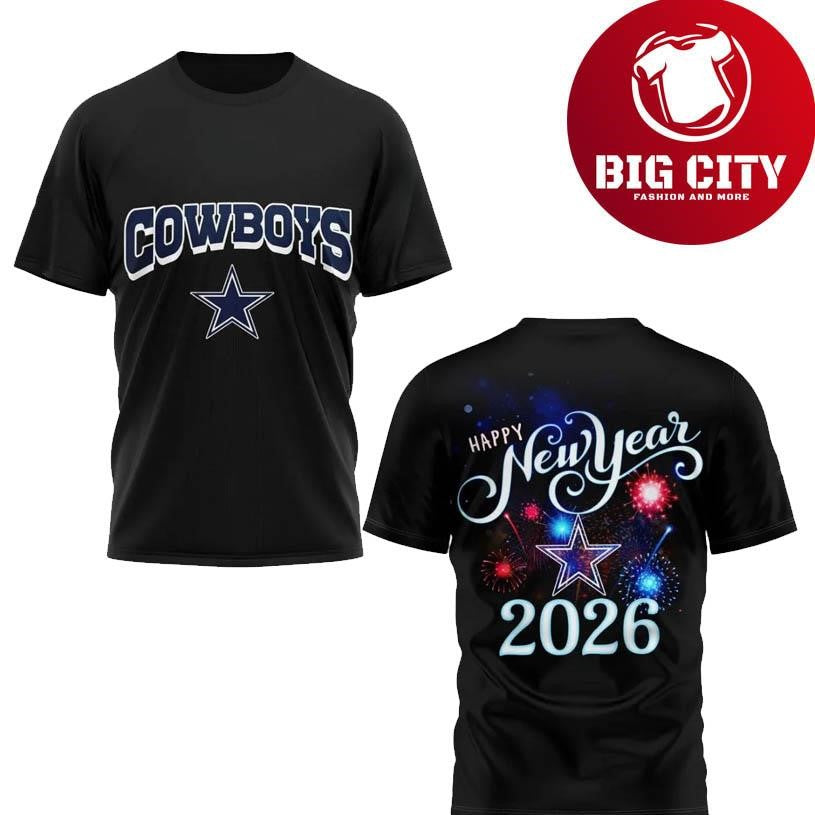 Cowboys Happy New Year 2026 Two Sided Shirt Unisex T-shirt, Sweatshirt, Hoodie, Long Sleeve Tee - T-Shirt, Sweatshirt, Hoodie