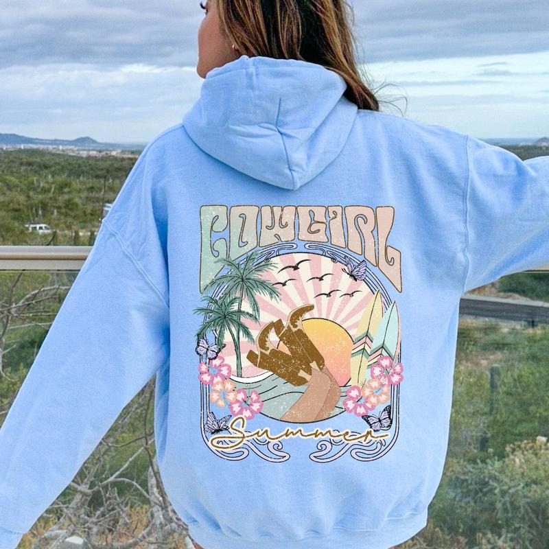 Cowgirl Summer Cotton Casual Sunset Beach Womenswear Polyester Tops T-Shirts, Hoodie, Sweatshirt - T-Shirt, Sweatshirt, Hoodie