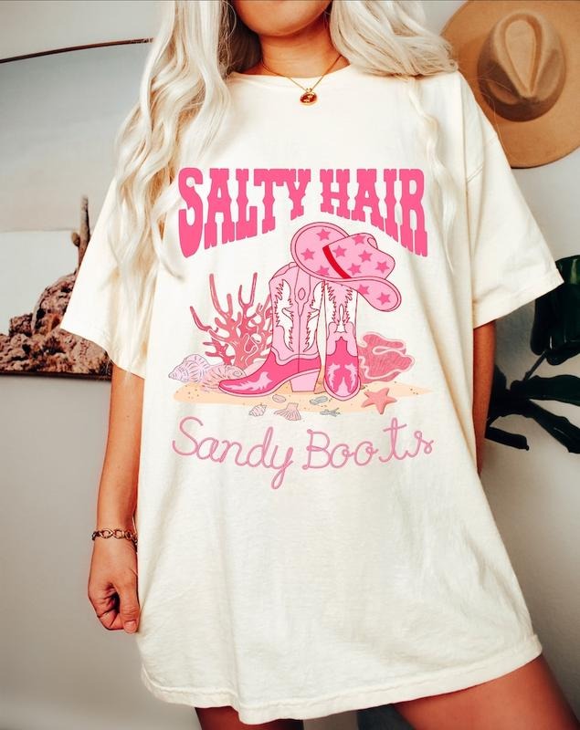 Cowgirl Summer Western Summer Shirt Coastal Cowgirl Shirt Retro Western Shirt Summer Shirt Sublimation Salty Hair Sandy Boots Shirt T-Shirts, Hoodie, Sweatshirt - T-Shirt, Sweatshirt, Hoodie
