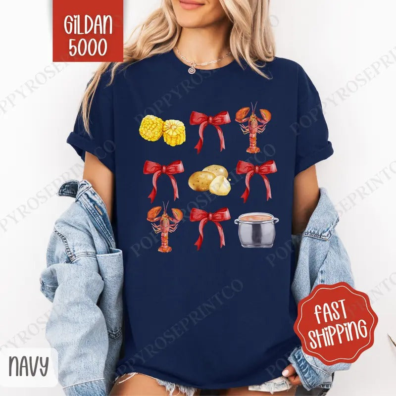 Crawfish Coquette Shirt Gildan Crawfish Cute Plus Sizes T-Shirts, Hoodie, Sweatshirt - T-Shirt, Sweatshirt, Hoodie