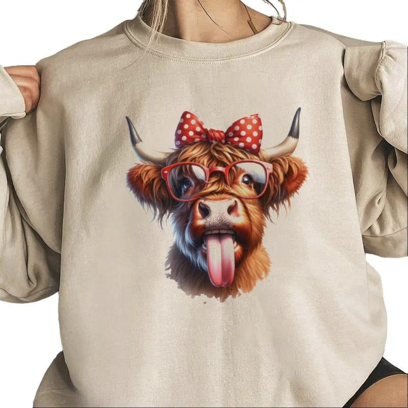 Crazy Highland Cow Funny Heifer Cheeky Cow Polka Dot Bow T-Shirts, Hoodie, Sweatshirt - T-Shirt, Sweatshirt, Hoodie