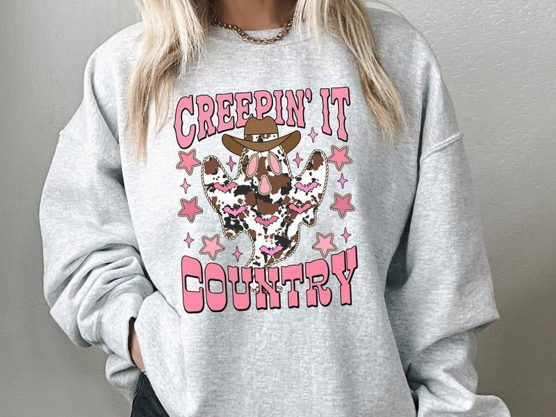 Creepin Country Leopard Ghost Ash Halloween Western T-Shirts, Hoodie, Sweatshirt - T-Shirt, Sweatshirt, Hoodie