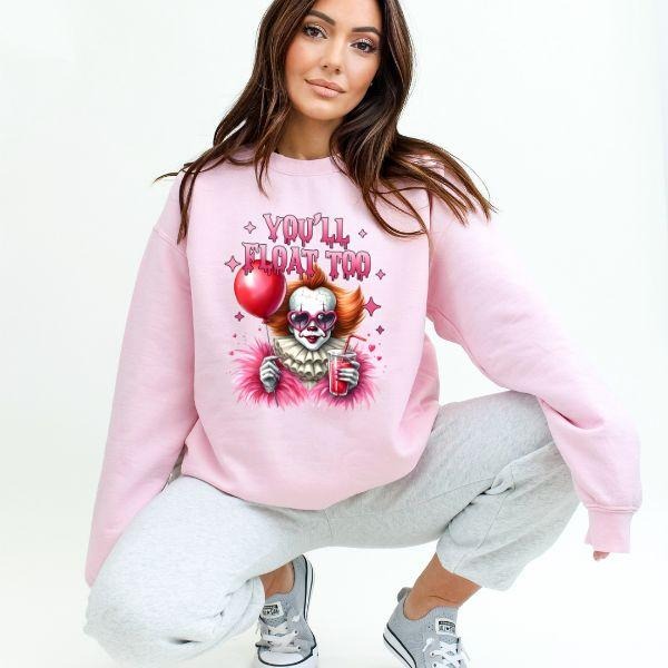 Pink W Creepy Clown Feminine Grunge Alternative Spooky Halloween Edgy Appeal Long Sleeve Sizing Halloween Unique Stand Out This Statement Piece Comfortable T-Shirts, Hoodie, Sweatshirt - T-Shirt, Sweatshirt, Hoodie