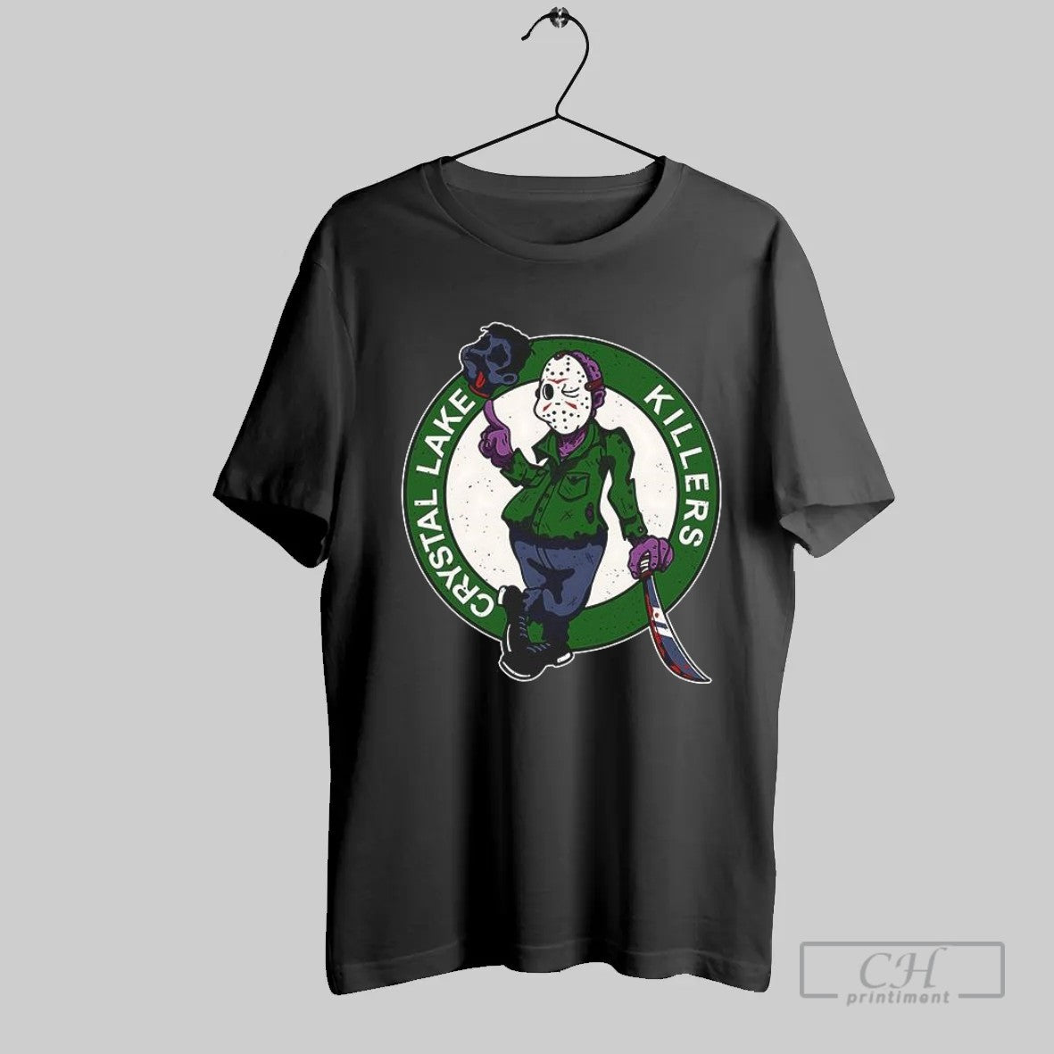 Crystal Lake Killers Jason Voorhees Holding Head Knife T Shirt Unisex T-shirt, Sweatshirt, Hoodie, Long Sleeve Tee - T-Shirt, Sweatshirt, Hoodie