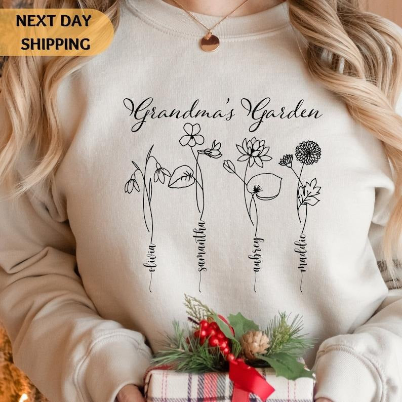 Custom Birth Flower Grandma Names Month Personalized Grandma T-Shirts, Hoodie, Sweatshirt - T-Shirt, Sweatshirt, Hoodie