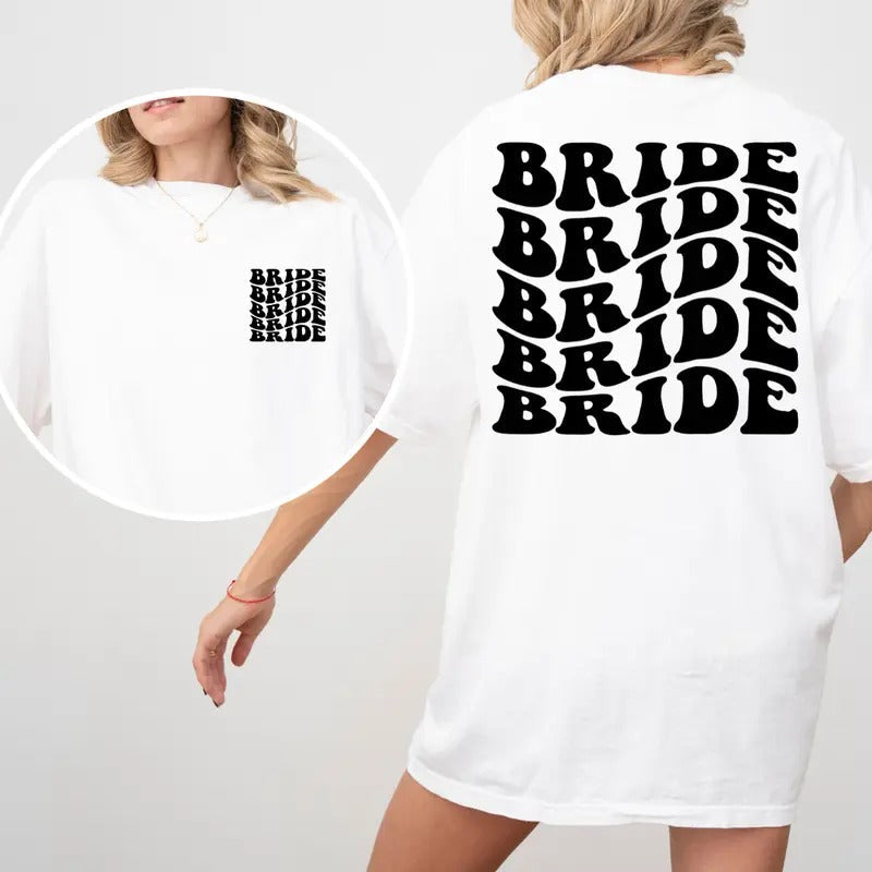 Custom Bride Shirt Custom Bridesmaids Shirt Bachelorette Party Shirt Bridal Honeymoon Bachelorette Party Bridesmaid College Font Comfort Cotton T-Shirts, Hoodie, Sweatshirt - T-Shirt, Sweatshirt, Hoodie