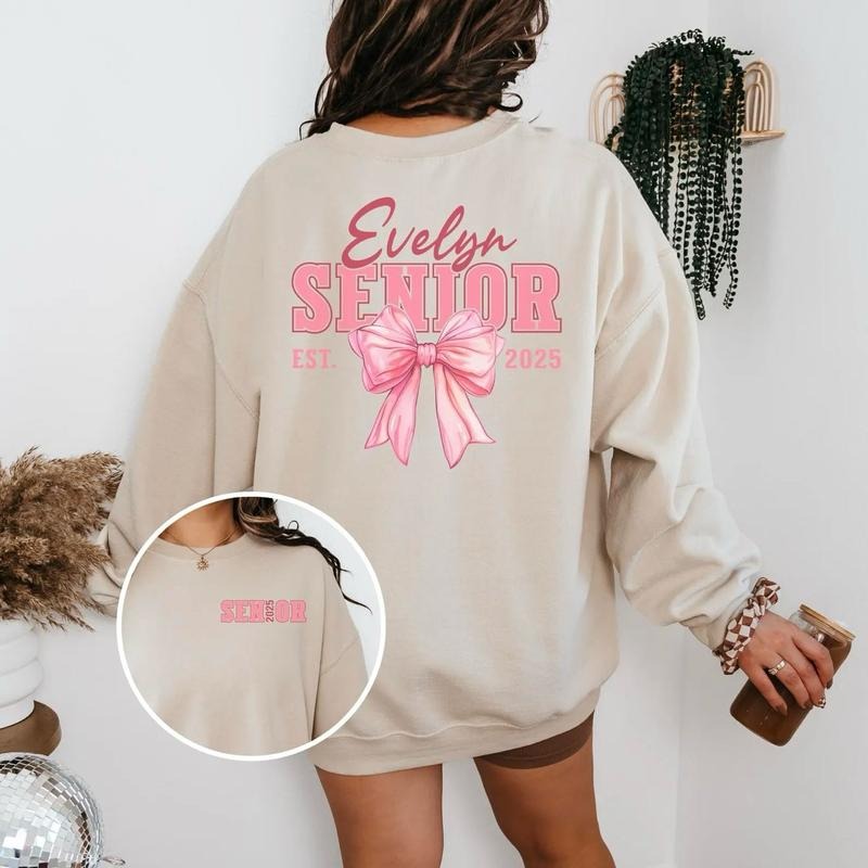 Custom Coquette Bow Senior PersonalizednSenior 2025 Shirt Class 2025 Graduation Shirt High School Graduation T-Shirts, Hoodie, Sweatshirt - T-Shirt, Sweatshirt, Hoodie