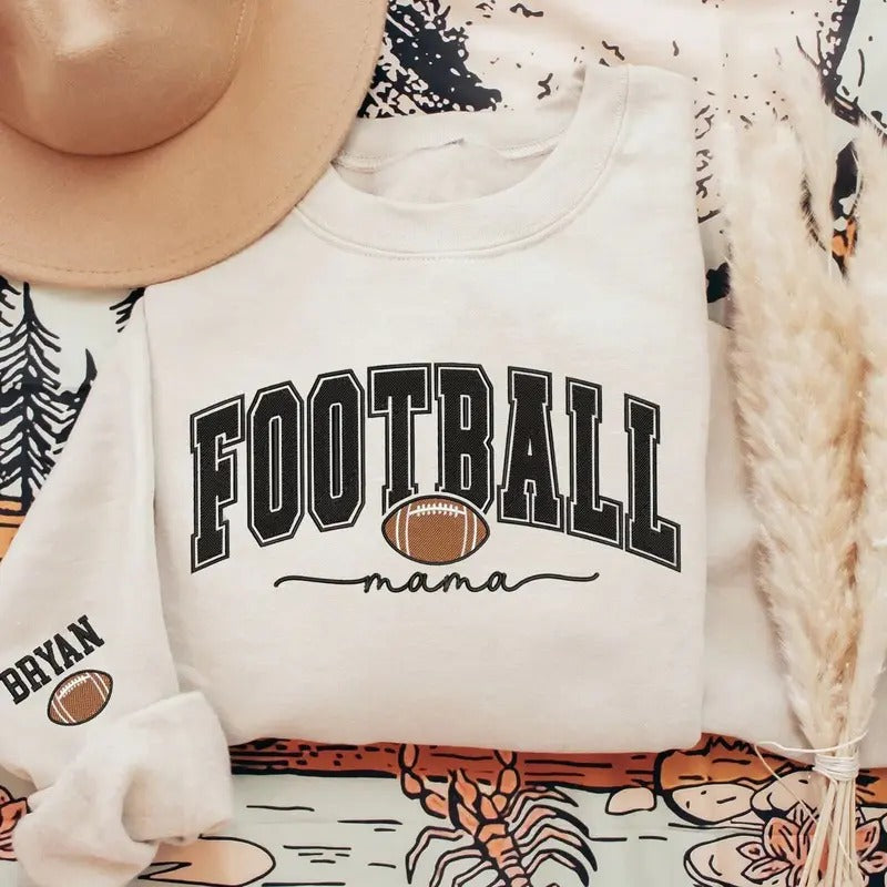 Custom Football Mom Personalized Long Sleeve Casual Football Lovers T-Shirts, Hoodie, Sweatshirt - T-Shirt, Sweatshirt, Hoodie