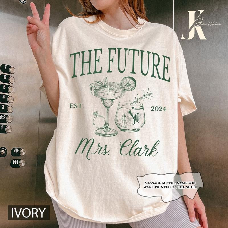 Custom Future Mrs Shirt Personalized Bride Be Comfort Colors Newly Engaged Her Engagement My Engaged Era Shirt T-Shirts, Hoodie, Sweatshirt - T-Shirt, Sweatshirt, Hoodie