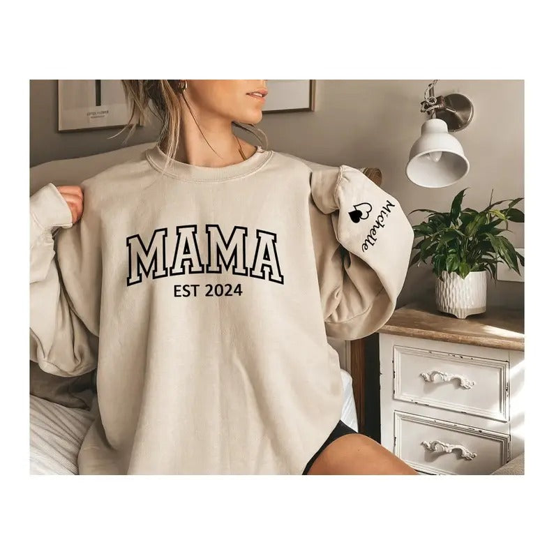 Custom Mama Date Children Name Sleeve T Shirtstyle{N002}2 T-Shirts, Hoodie, Sweatshirt - T-Shirt, Sweatshirt, Hoodie