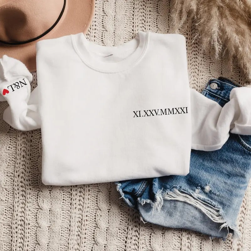 Custom Roman Numerals Initial Anniversary Date Wedding Couples Matching T-Shirts, Hoodie, Sweatshirt - T-Shirt, Sweatshirt, Hoodie