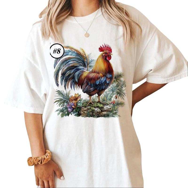 Custom Watercolor Rooster Cute Farm Animal All #Ui Cotton Womenswear T-Shirts, Hoodie, Sweatshirt - T-Shirt, Sweatshirt, Hoodie