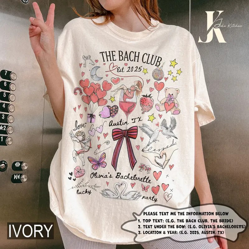 Cute Bachelorette Shirt Cocktail Social Club Shirt Custom Name Location Bridal Party Shirt Fun Bach Club Pink Red Bow Hearts Top T-Shirts, Hoodie, Sweatshirt - T-Shirt, Sweatshirt, Hoodie