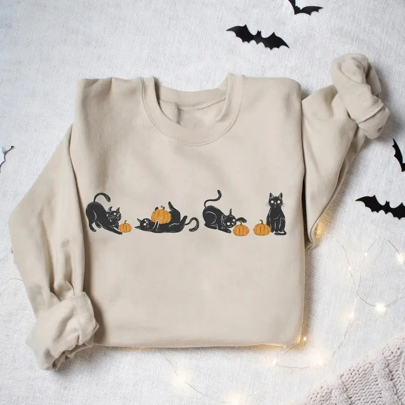 Cute Black Cats Pumpkin Black Cat Pumpkin Halloween Shirt Pumpkin Fall Black Cat Pumpkin Halloween Shirt Vintage Halloween Shirt Cat Lover Halloween Shirt Fall Halloween Shirt T-Shirts, Hoodie, Sweatshirt - T-Shirt, Sweatshirt, Hoodie