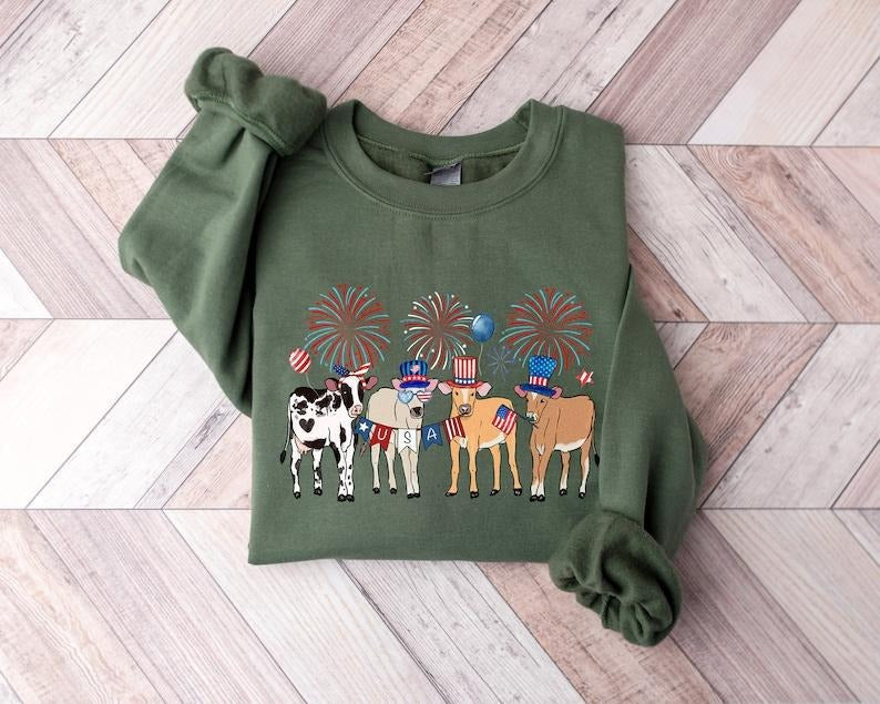 Cute Cows 4th July Shirt Cow Shirt American Flag Shirt Independence Day Western Shirt Patriotic Shirt Farm Animals Lover T-Shirts, Hoodie, Sweatshirt - T-Shirt, Sweatshirt, Hoodie