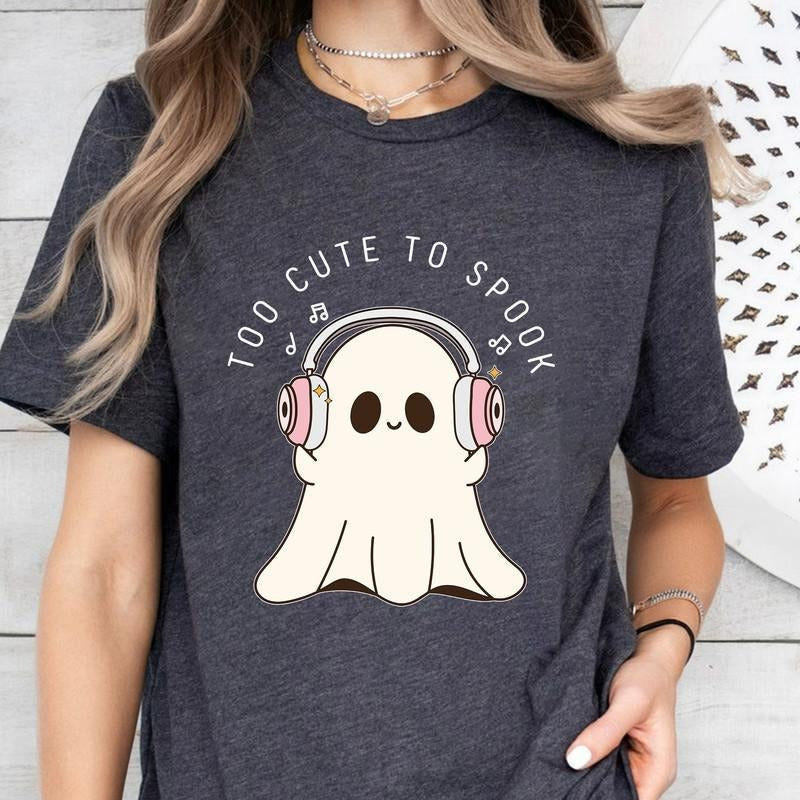 Cute Ghost Too Cute Spook Ghost Headphones Music Lover Ghost Halloween Ghosts Vintage Ghost Boujee Ghost T-Shirts, Hoodie, Sweatshirt - T-Shirt, Sweatshirt, Hoodie
