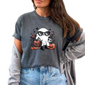 Cute Ghost Glass Coffee Pumpkin & Fall Leaves Shirt Short Sleeve Halloween Shirt Casual Halloween Pumpkin T-Shirts, Hoodie, Sweatshirt - T-Shirt, Sweatshirt, Hoodie