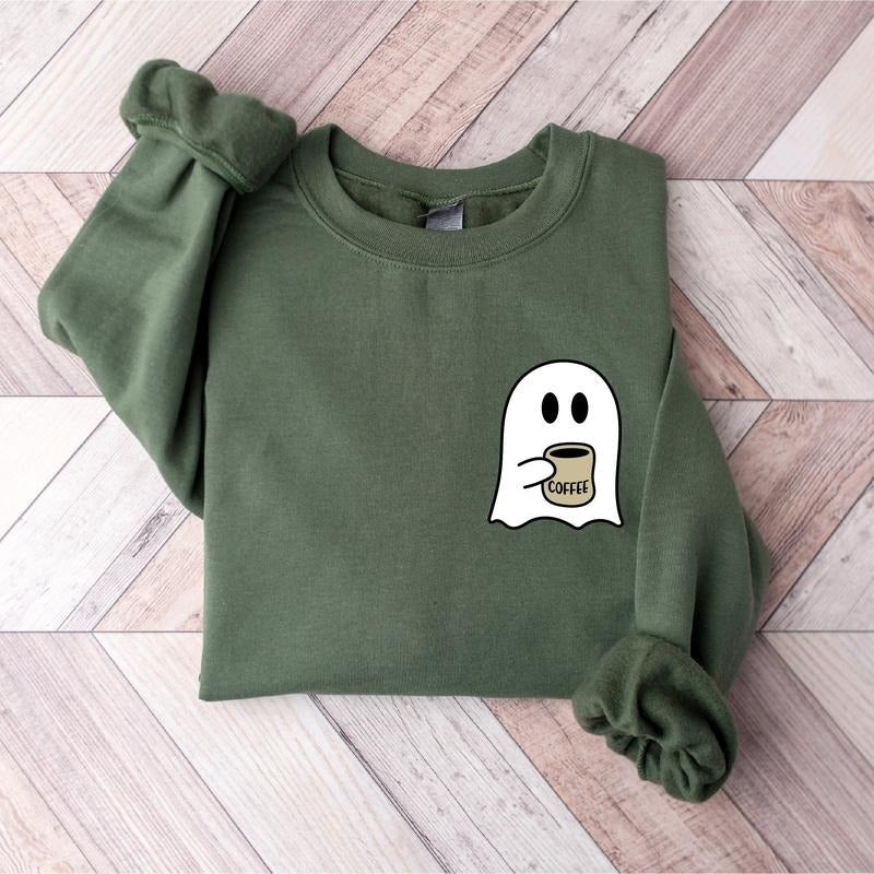 Cute Spooky Coffee Ghost Coffee Ghost Spooky Season Fall Coffee Lover Shirt Halloween Party Shirt Fall Shirt T-Shirts, Hoodie, Sweatshirt - T-Shirt, Sweatshirt, Hoodie