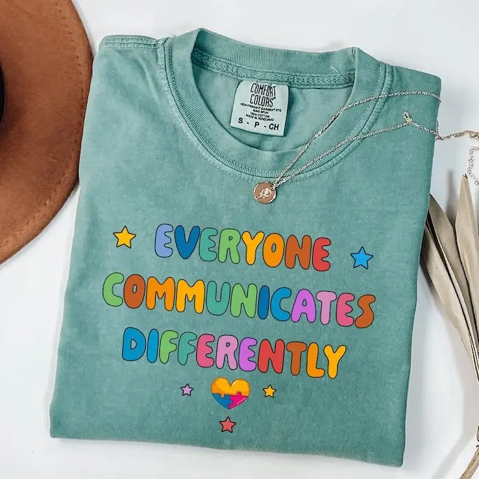 Cute Teacher Shirt Everyone Communicates Differently Shirt Teacher Appreciation Back School Autism Aware Shirt Sped Teacher T-Shirts, Hoodie, Sweatshirt - T-Shirt, Sweatshirt, Hoodie