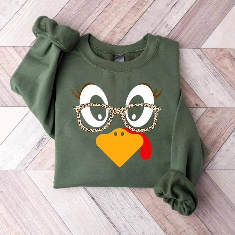 Cute Turkey Fall Thanksgiving Turkey Face Clothes T-Shirts, Hoodie, Sweatshirt - T-Shirt, Sweatshirt, Hoodie