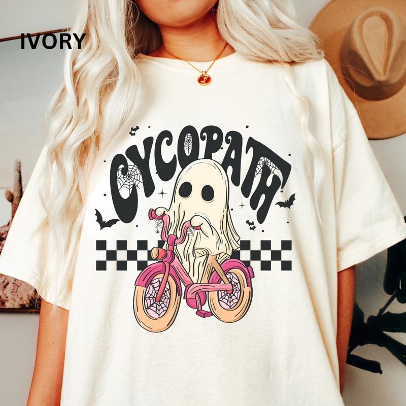 Cycopath Halloween Shirt Spooky Season Ghost Bike Shirt Summerween Shirt Comfort Colors Halloween Shirt Casual Shirt Halloween Halloween Casual Cotton Halloweenstyle{N002}2 T-Shirts, Hoodie, Sweatshirt - T-Shirt, Sweatshirt, Hoodie